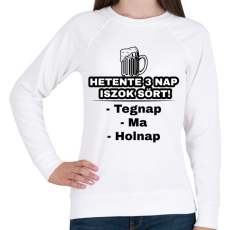 PRINTFASHION Hetente 3 nap iszok sört! - Női pulóver - Fehér