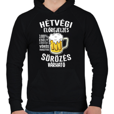 PRINTFASHION Hétvégi előrejelzés - Férfi kapucnis pulóver - Fekete