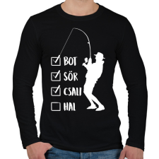 PRINTFASHION Hétvégi horgászat - Férfi hosszú ujjú póló - Fekete férfi póló