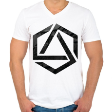 PRINTFASHION Hexagonal 3 - Férfi V-nyakú póló - Fehér