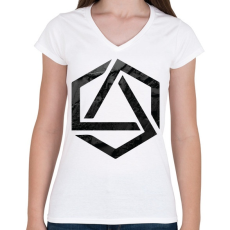PRINTFASHION Hexagonal 3 - Női V-nyakú póló - Fehér