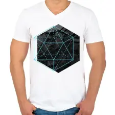 PRINTFASHION Hexagonal - Férfi V-nyakú póló - Fehér férfi póló