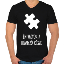 PRINTFASHION Hiányzó rész1 - Férfi V-nyakú póló - Fekete férfi póló