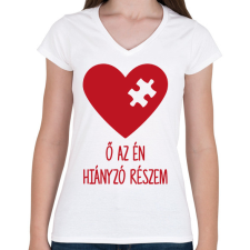 PRINTFASHION Hiányzó rész2 - Női V-nyakú póló - Fehér női póló