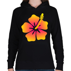 PRINTFASHION Hibiscus - Női kapucnis pulóver - Fekete
