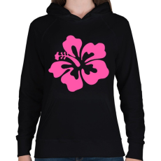 PRINTFASHION hibiscus - Női kapucnis pulóver - Fekete