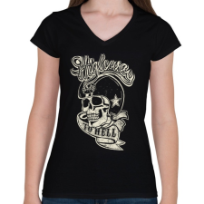 PRINTFASHION Highway to Hell - Női V-nyakú póló - Fekete női póló