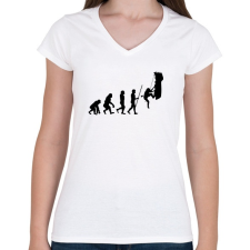 PRINTFASHION Hiking Evolution - Női V-nyakú póló - Fehér női póló