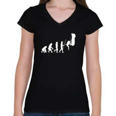 PRINTFASHION Hiking Evolution - Női V-nyakú póló - Fekete