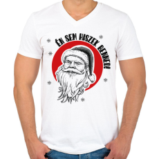 PRINTFASHION Hinni - Mikulás - Férfi V-nyakú póló - Fehér