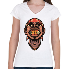 PRINTFASHION Hip Hop face - Női V-nyakú póló - Fehér női póló