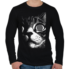 PRINTFASHION Hipnotizált macska - Férfi hosszú ujjú póló - Fekete férfi póló