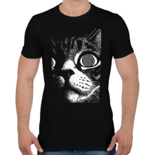 PRINTFASHION Hipnotizált macska - Férfi póló - Fekete férfi póló