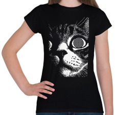 PRINTFASHION Hipnotizált macska - Női póló - Fekete női póló