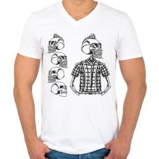 PRINTFASHION Hipster 03 - Férfi V-nyakú póló - Fehér férfi póló