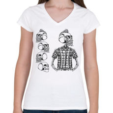 PRINTFASHION Hipster 03 - Női V-nyakú póló - Fehér