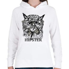 PRINTFASHION Hipster bagoly - Női kapucnis pulóver - Fehér