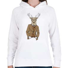 PRINTFASHION Hipster Deer - Női kapucnis pulóver - Fehér