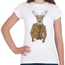 PRINTFASHION Hipster Deer - Női póló - Fehér női póló