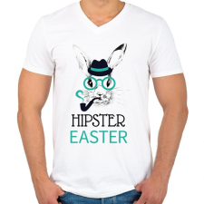 PRINTFASHION Hipster Easter - Férfi V-nyakú póló - Fehér férfi póló