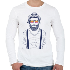 PRINTFASHION Hipster - Férfi hosszú ujjú póló - Fehér férfi póló