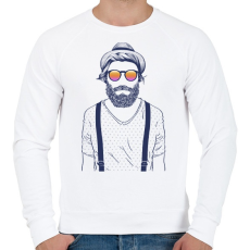 PRINTFASHION Hipster - Férfi pulóver - Fehér