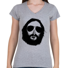 PRINTFASHION hipster - Női V-nyakú póló - Sport szürke