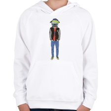 PRINTFASHION Hipster Pug - Gyerek kapucnis pulóver - Fehér gyerek pulóver, kardigán