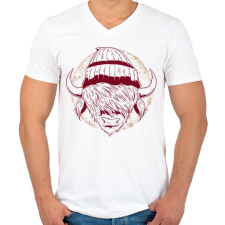 PRINTFASHION Hipszter Bika - Férfi V-nyakú póló - Fehér férfi póló