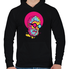 PRINTFASHION Hipszter - Férfi kapucnis pulóver - Fekete férfi pulóver, kardigán