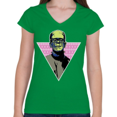 PRINTFASHION Hipszter gyár - Női V-nyakú póló - Zöld