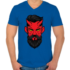 PRINTFASHION Hipszter sátán - Férfi V-nyakú póló - Királykék