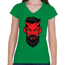 PRINTFASHION Hipszter sátán - Női V-nyakú póló - Zöld női póló