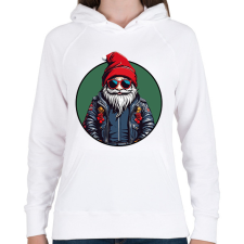 PRINTFASHION Hipszter Télapó - Női kapucnis pulóver - Fehér női pulóver, kardigán