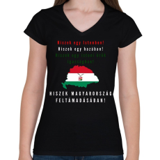 PRINTFASHION HISZEK EGY MINTA - Női V-nyakú póló - Fekete