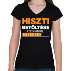 PRINTFASHION hiszti betöltése folyamatban - Női V-nyakú póló - Fekete