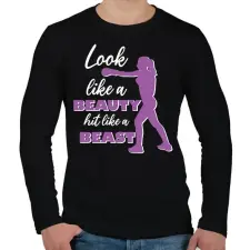 PRINTFASHION Hit like a beast - Férfi hosszú ujjú póló - Fekete férfi póló