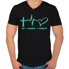 PRINTFASHION Hit, remény, szeretet - Férfi V-nyakú póló - Fekete férfi póló
