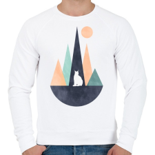 PRINTFASHION Hiúz és hegyek 1 - Férfi pulóver - Fehér férfi pulóver, kardigán