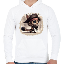 PRINTFASHION Hiúz Jack Sparrow kapitány jelmezben - Férfi kapucnis pulóver - Fehér férfi pulóver, kardigán