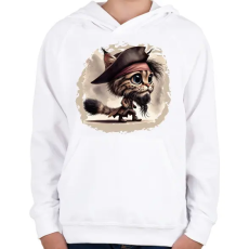 PRINTFASHION Hiúz Jack Sparrow kapitány jelmezben - Gyerek kapucnis pulóver - Fehér