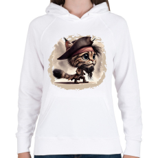 PRINTFASHION Hiúz Jack Sparrow kapitány jelmezben - Női kapucnis pulóver - Fehér