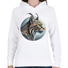 PRINTFASHION Hiúz - Női kapucnis pulóver - Fehér női pulóver, kardigán