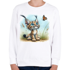 PRINTFASHION Hiúz pillangóval - Gyerek pulóver - Fehér