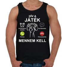 PRINTFASHION Hív a játék mennem kell - Férfi atléta - Fekete atléta, trikó