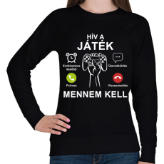 PRINTFASHION Hív a játék mennem kell - Női pulóver - Fekete