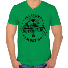 PRINTFASHION Hív a kaland - Férfi V-nyakú póló - Zöld