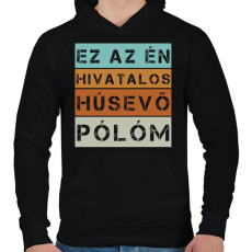 PRINTFASHION Hivatalos húsevő póló - Férfi kapucnis pulóver - Fekete