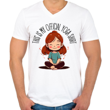 PRINTFASHION Hivatalos Jóga póló - Férfi V-nyakú póló - Fehér férfi pulóver, kardigán