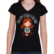 PRINTFASHION Hivatalos yoga póló - Női V-nyakú póló - Fekete női póló